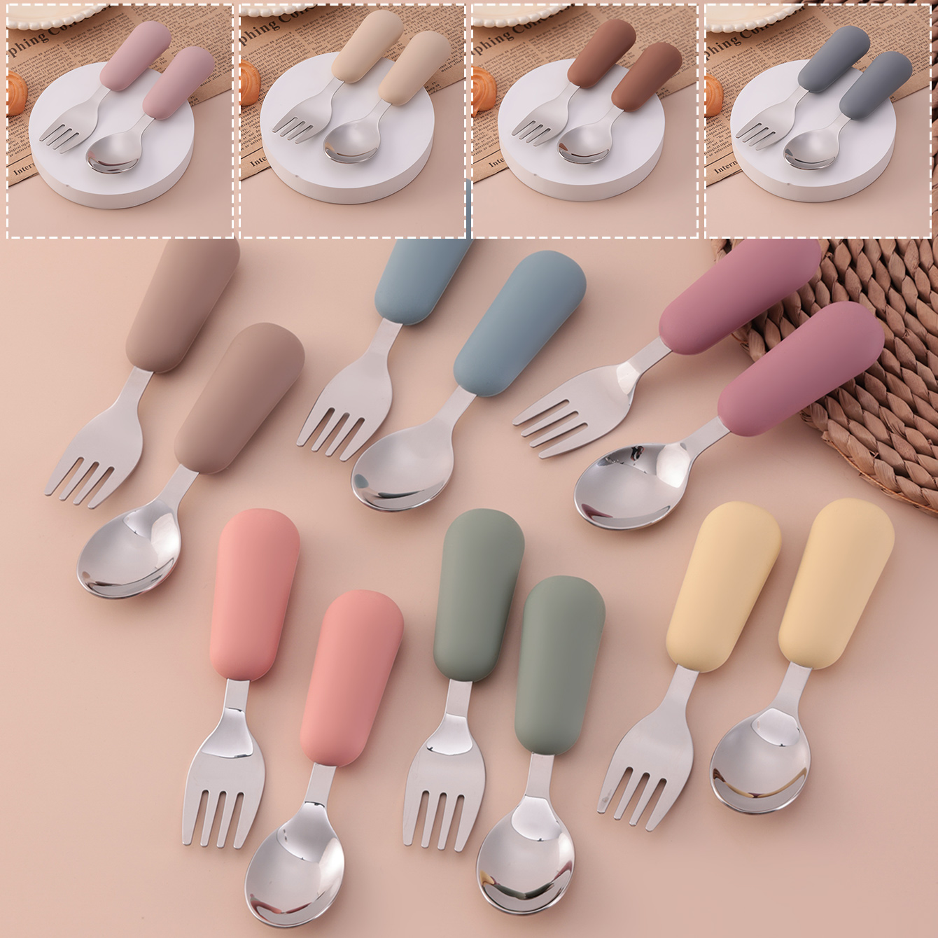 Baby Food Utensils - Color Kids 2PCS Stainless Steel Fork