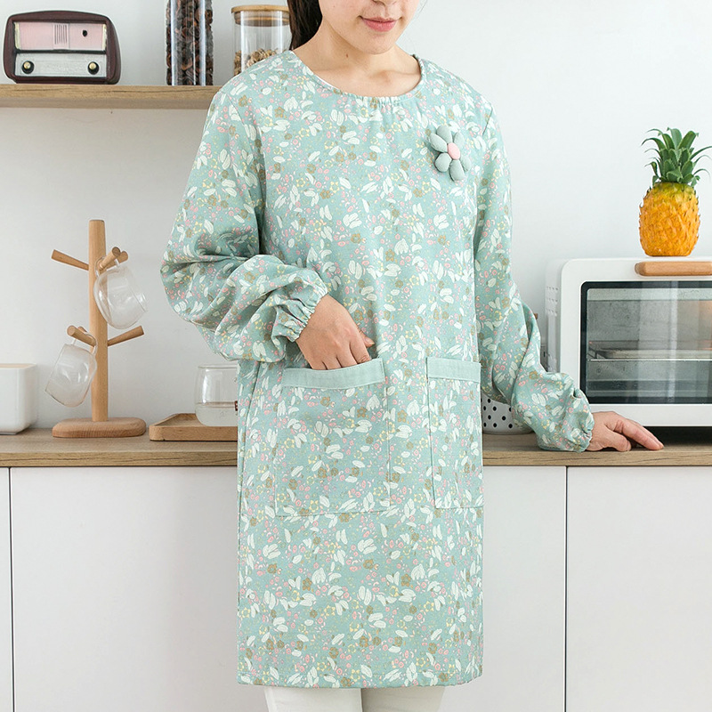 Bib Long Sleeve - Women's Cotton Long Sleeved Apron Waterproof