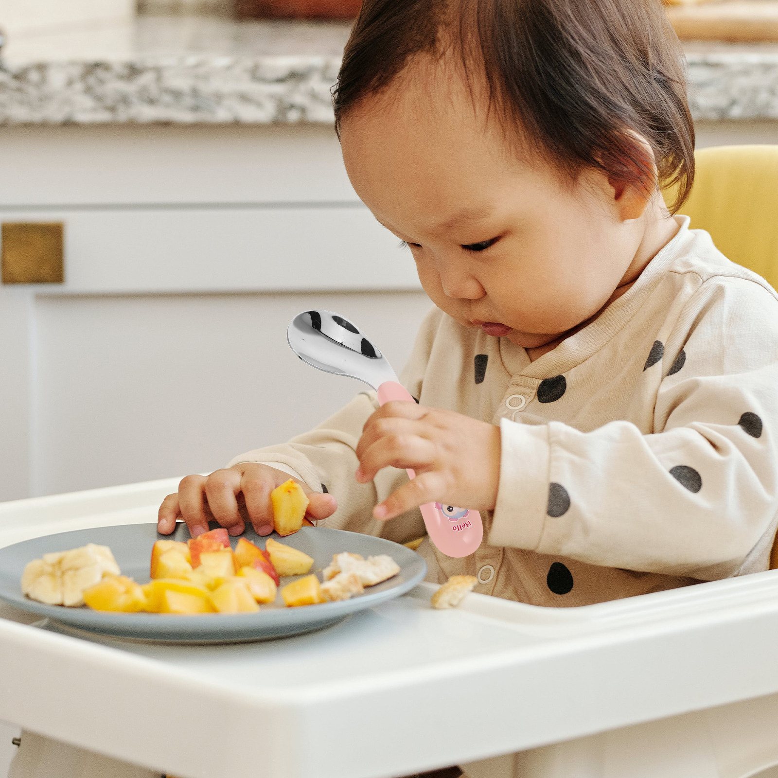 Self Feed Spoon - 1Pair Toddler Spoon and Fork Set
