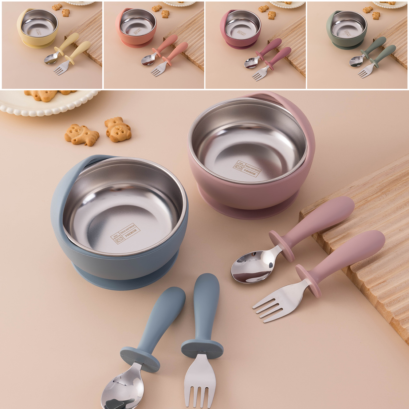 Self Feed Spoon - Color Kids 3PCS Stainless Steel Silicone