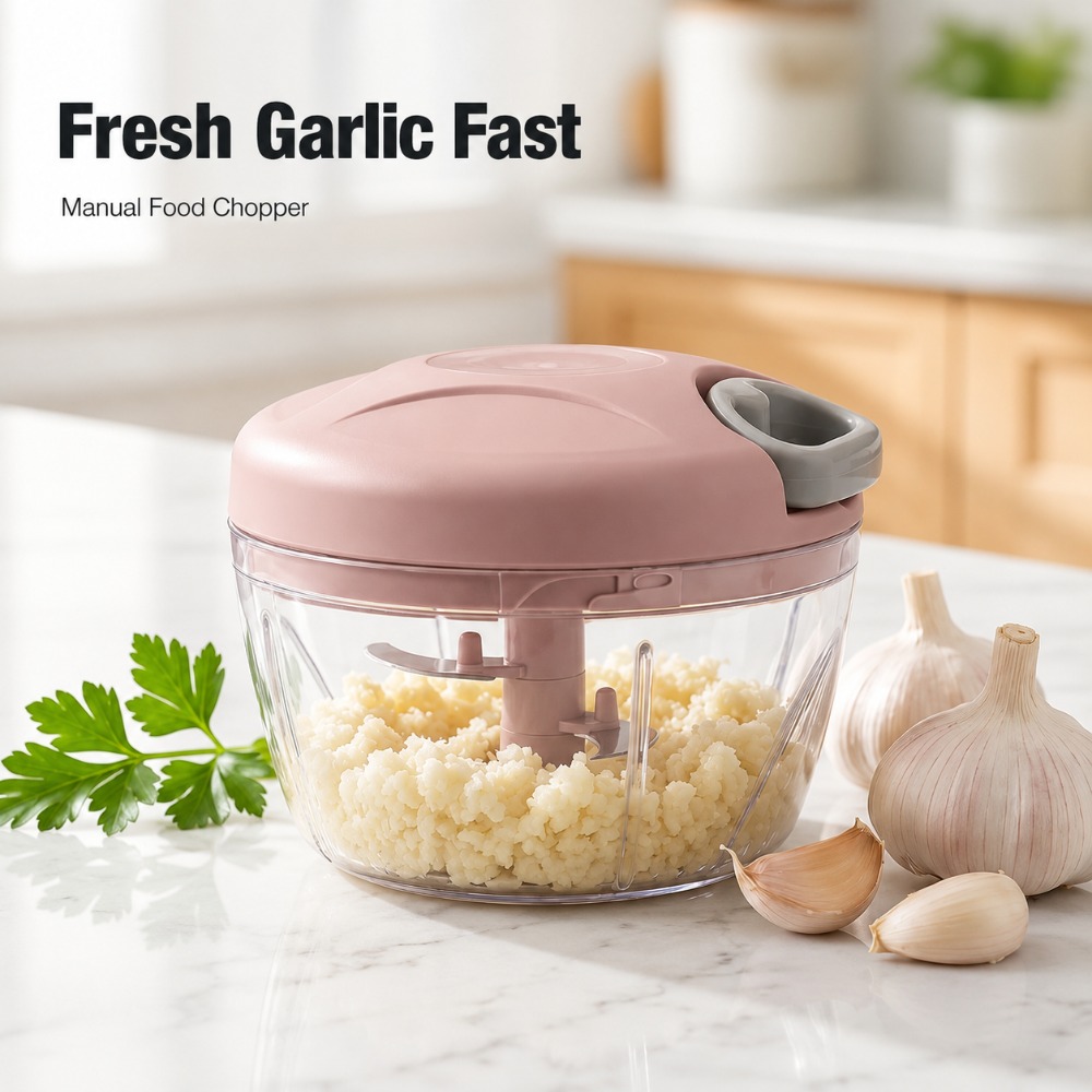 Baby Food Chopper - Manual Pull String Garlic Mincer Multi
