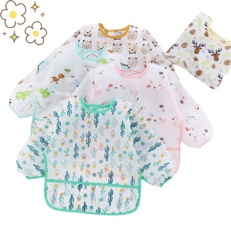 Silicone Cho Bé Hoạt Hình Yếm  - đánh giá và giá Bib Long Sleeve