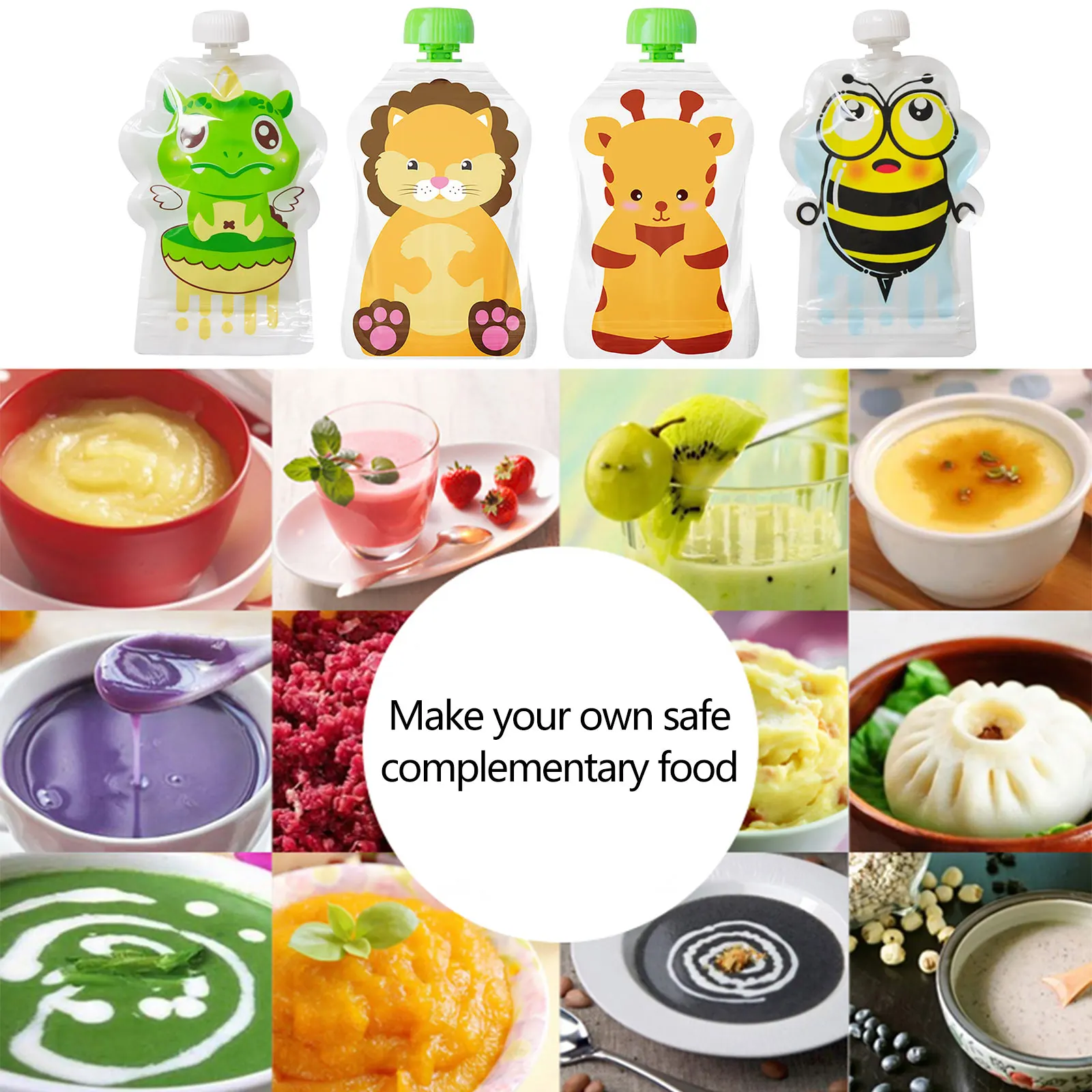 4pcs Food Storage Bag Reusable - đánh giá và giá Baby Food Pouches Reusable