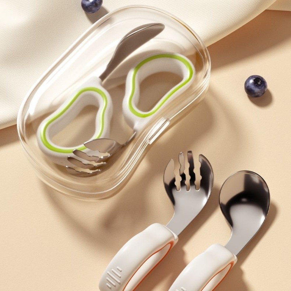 Silicone Baby Fork and Spoon S - đánh giá và giá Self Feed Spoon