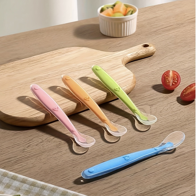 1/2pcs Soft Tip Baby Silicone  - đánh giá và giá Baby Food Utensils
