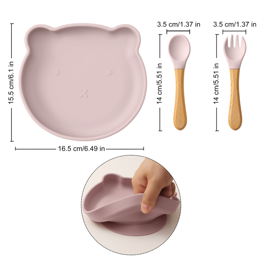 3PCS Cartoon Bear Silicone Suc - đánh giá và giá Self Feed Spoon