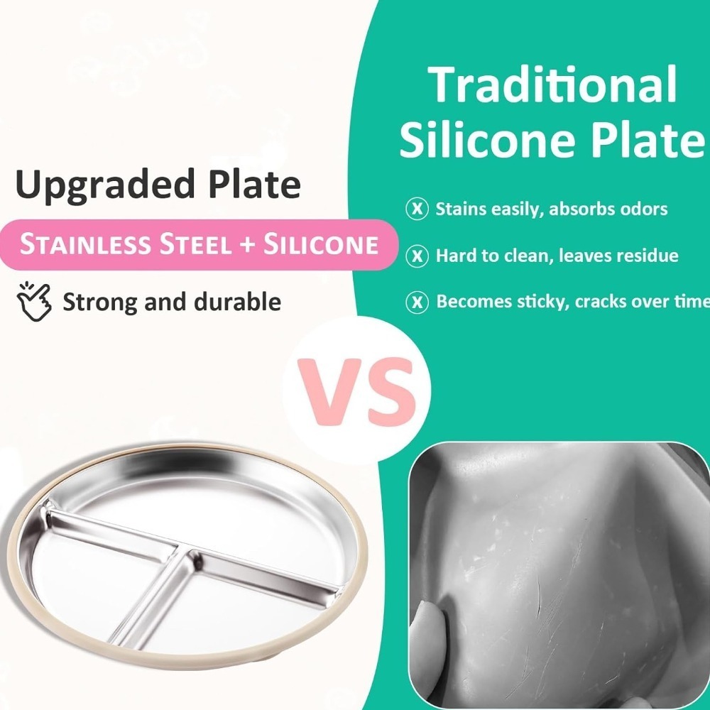 New Non-Slip Stainless Steel P - đánh giá và giá Plate Suction Toddler